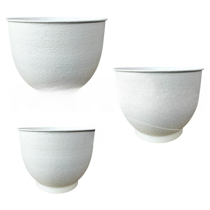 SET 3 VASI METALLO WHITE CM.31x31x25